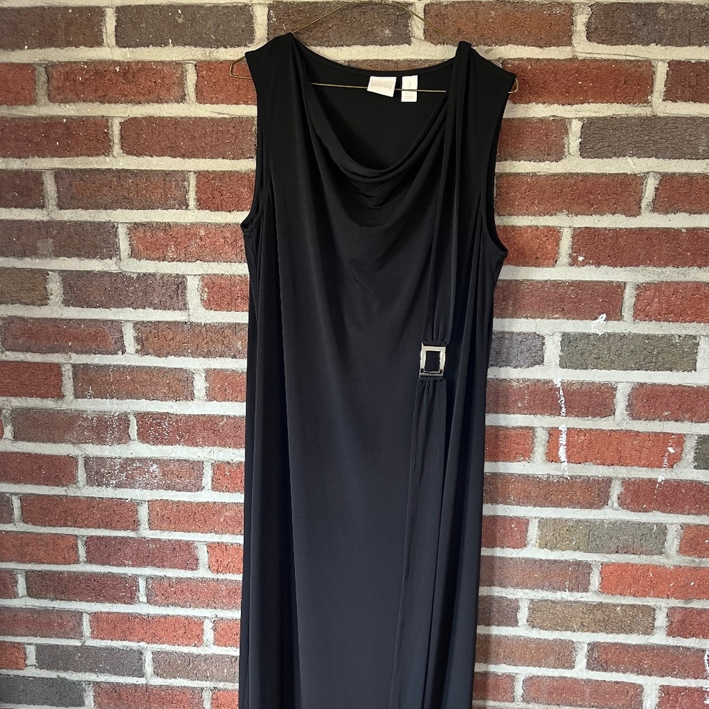 Chico's Long Black Belted Maxi Dress